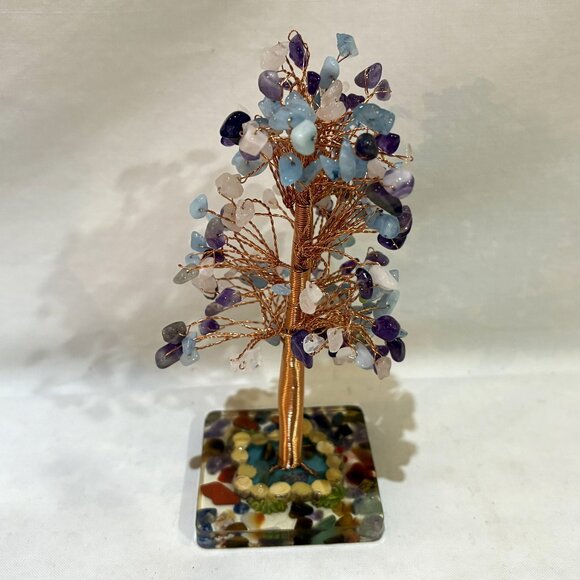 Chakra Crystal Tree of Life Feng Shui Bonsai Gemstone Tree on Acrylic Base - Picture 1 of 6